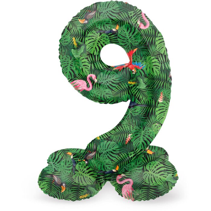 Folat stojaci fóliový balónik - číslo / číslica 9 - džungľa - 72 cm