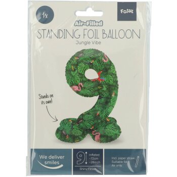 Folat stojaci fóliový balónik - číslo / číslica 9 - džungľa - 72 cm