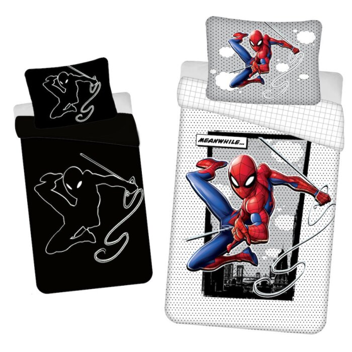 Bettwäsche 140 x 200 cm / 70 x 90 cm Baumwolle GLOW IN THE DARK "Spiderman"