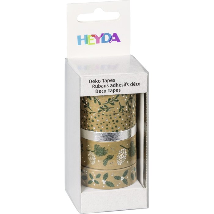 HEYDA Deko Tapes „Natur“ grün/silber glänzend