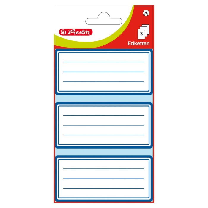 herlitz knižné etikety - 68 x 37 mm - biele s modrým rámom