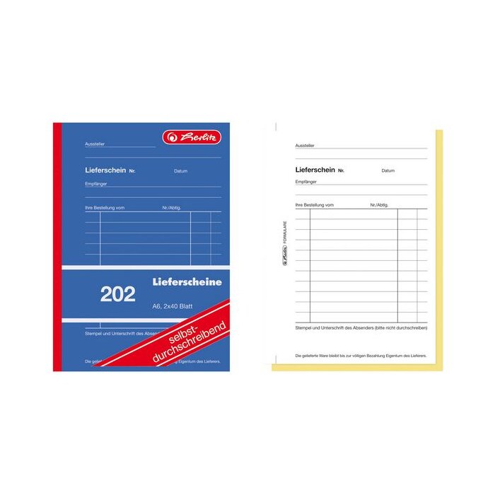 herlitz Formularbuch "Lieferschein 202", A6, 2 x 40 Blatt