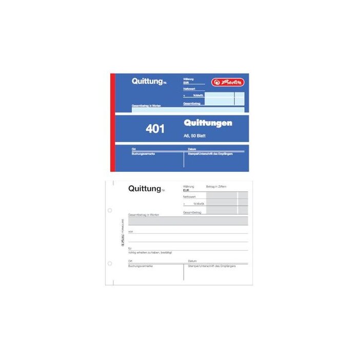 herlitz formulárová kniha "Potvrdenie 401" - A6 - 50 listov