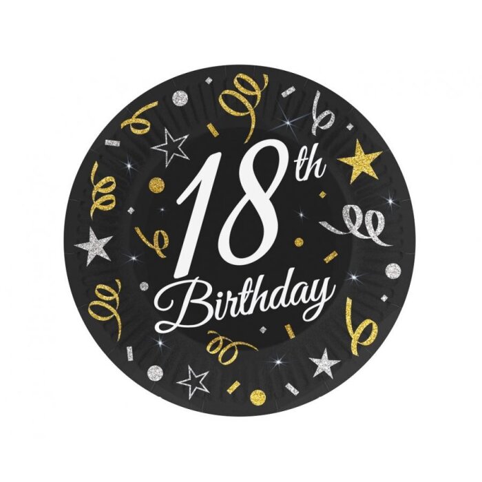 B&C Happy Birthday papierové taniere - 18 cm, 6 ks