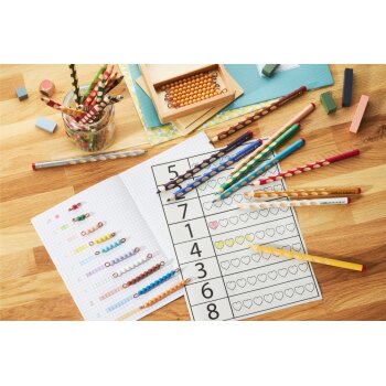 STABILO EASYcolors ergonomická farbička - pre ľavákov - špeciálne farby - 12 ks + strúhadlo