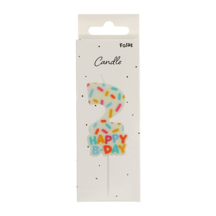 Folat Zahlenkerze 7 cm Cozy Sprinkles Zahl 2