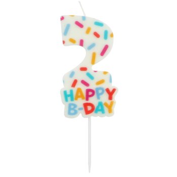 Folat Zahlenkerze 7 cm Cozy Sprinkles Zahl 2