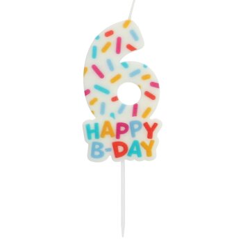 Folat Zahlenkerze 7 cm Cozy Sprinkles Zahl 6