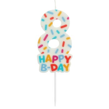 Folat Zahlenkerze 7 cm Cozy Sprinkles Zahl 8