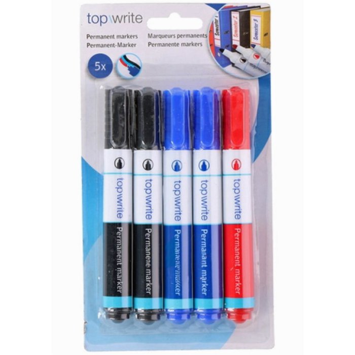 top/write permanentné popisovače - 2 x čierna, 2 x modrá, 1 x červená