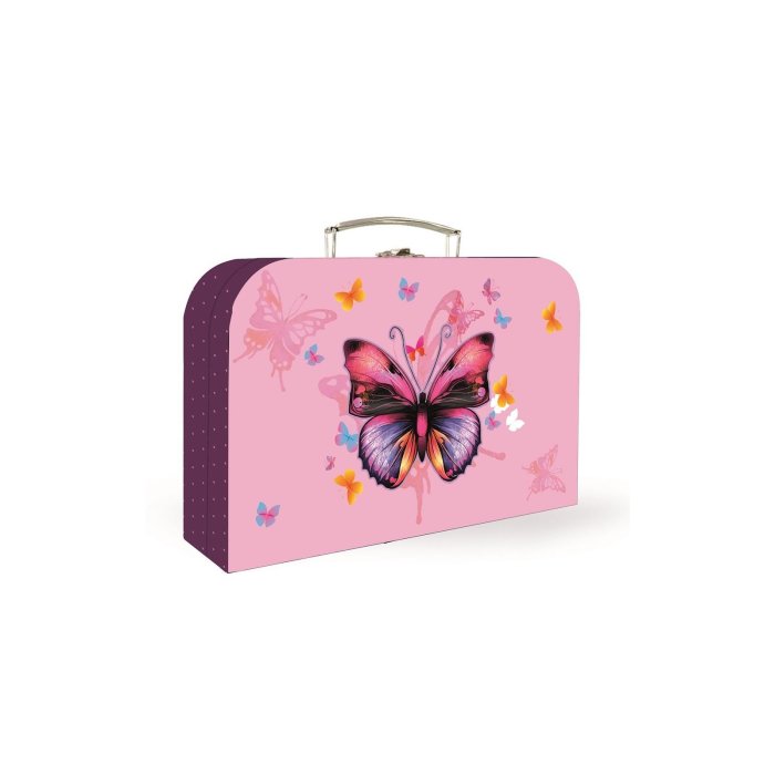 oxybag Detský lamino kufrík - 34 cm - motýľ - ružový