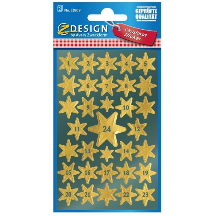 AVERY Zweckform ZDesign Adventskalender-Sticker "Sterne"