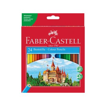 FABER-CASTELL Hexagonal-Buntstifte CASTLE, 24er Kartonetui