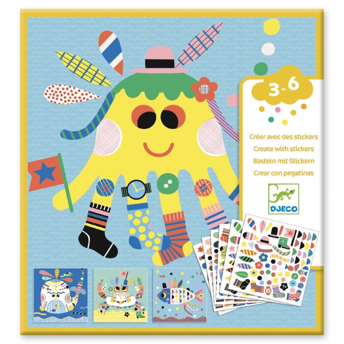 DJECO Basteln mit Sticker Meerestiere