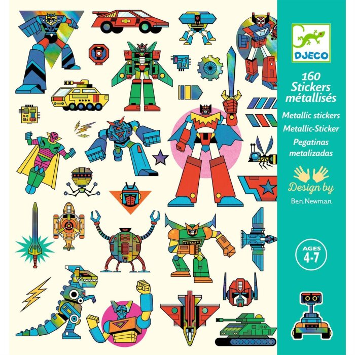 DJECO Metalické nálepky Robots 160 kusov