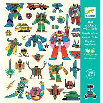 DJECO Metalické nálepky Robots 160 kusov