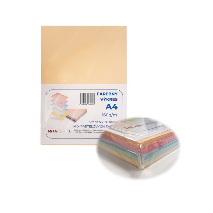 MIRA Kartonpapier pastell 160g 5 x 20 Blatt