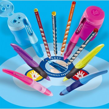STABILO EASYoriginal - ergonomické guličkové atramentové pero pre pravákov - modrý zmazateľný atrament - vrátane náplne - samostatné - žlto / oranžové