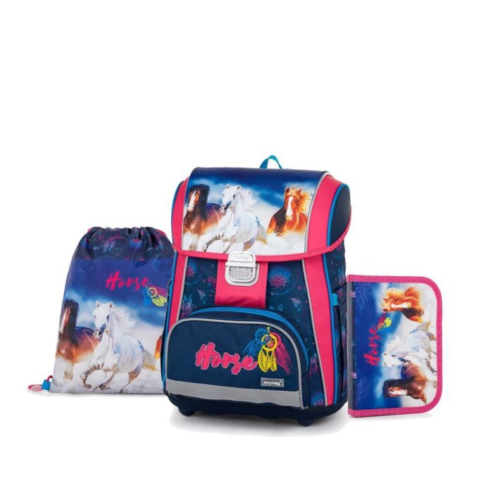 oxybag Školská taška set 3-dielna PREMIUM Horse Feathers