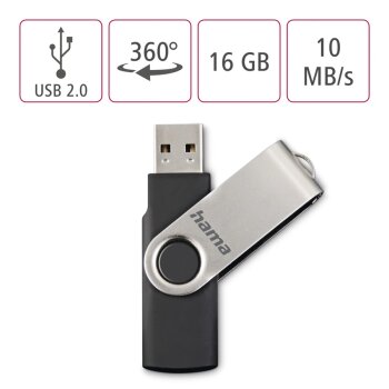 hama USB 2.0 Speicherstick "Rotate" 16 GB schwarz/silber