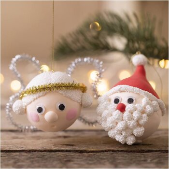 Creativ Company Mini Kreativ Set Weihnachtskugeln – 1 Pck, Weihnachtsmann und Engel