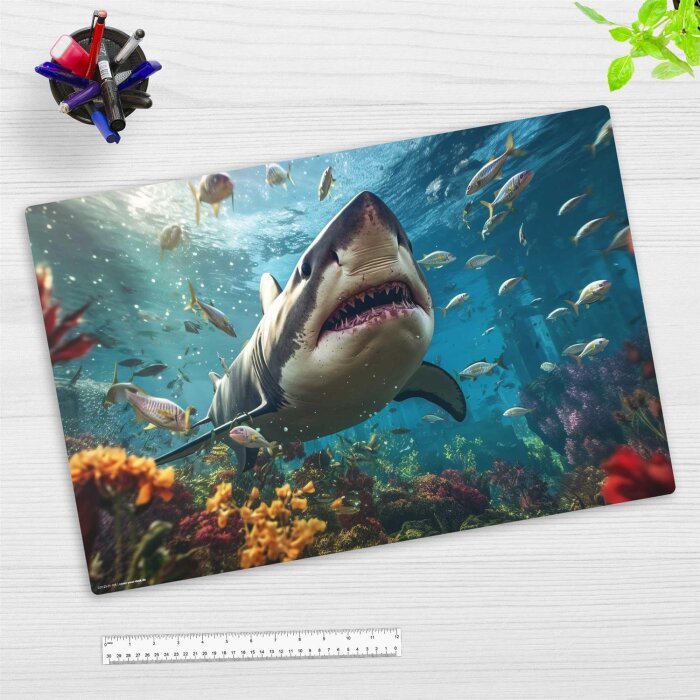 CYD Schreibtischunterlage premium Vinyl 60 x 40 cm Hai im Meer