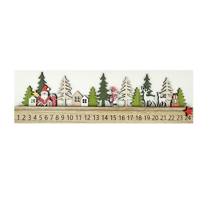 Weihnachtskalender XL aus Holz 38x2,3x10cm rot