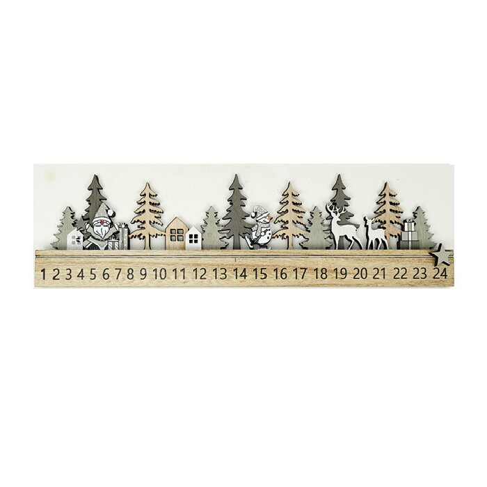 Weihnachtskalender XL aus Holz 38x2,3x10cm grau