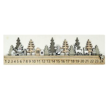 Weihnachtskalender XL aus Holz 38x2,3x10cm grau