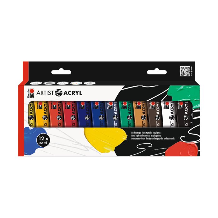 Marabu Acrylfarben "Artist Acryl", Set 12 x 22 ml