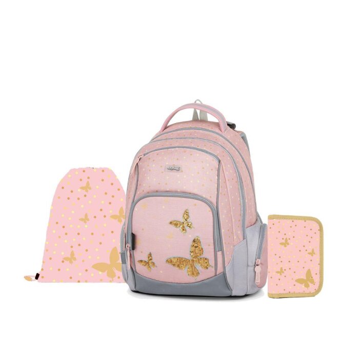 oxybag Školský ruksakový set 3-dielny OXY GO Butterfly Gold