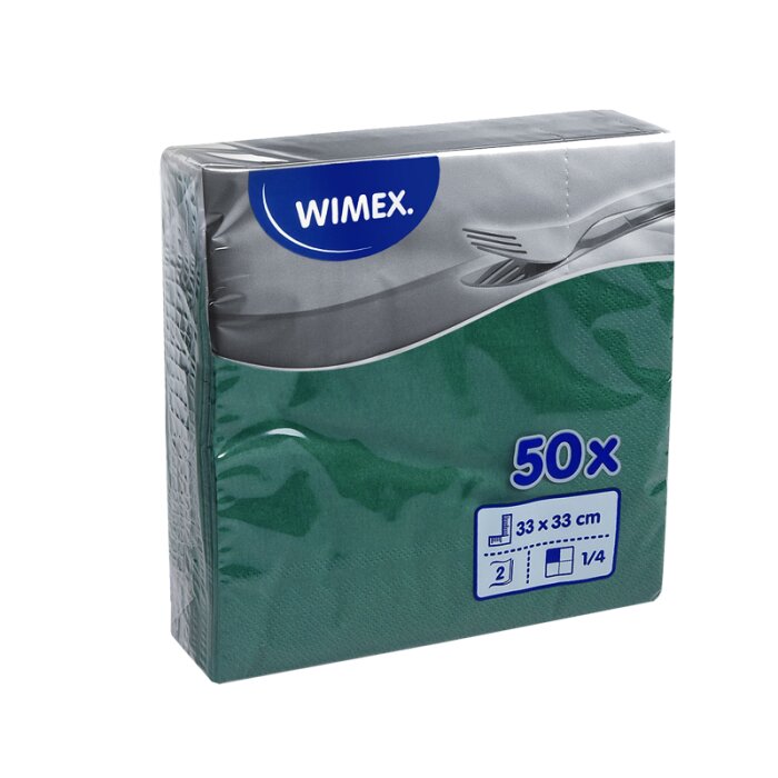 WIMEX papierové obrúsky 33 × 33 cm 50 ks „UNICOLOR“ tmavozelené