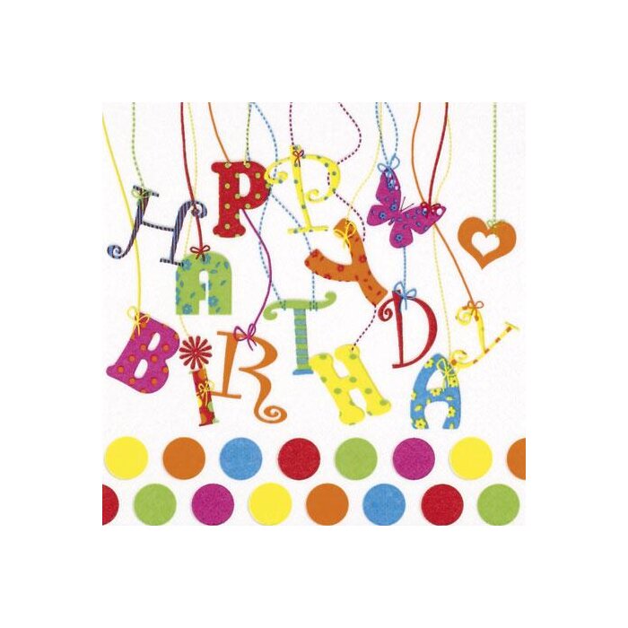 ti-flair Servietten 33 x 33 cm 20 Stück Happy Birthday Girlande