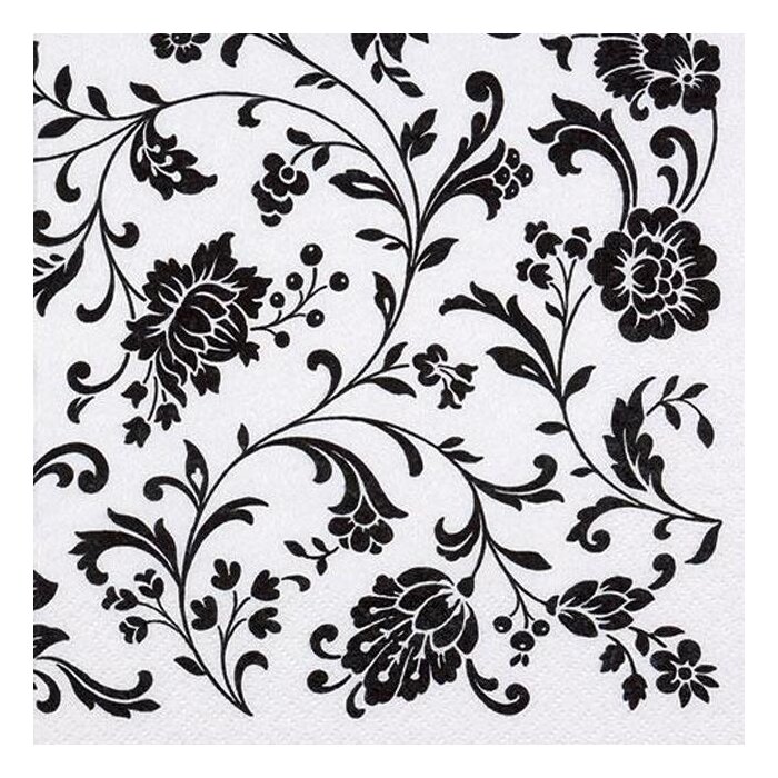 ti-flair papierové obrúsky 33 × 33 cm 20 ks Black Flowers
