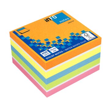 inFO notes samolepiace bločky 75 x 75 mm 450 listov neon