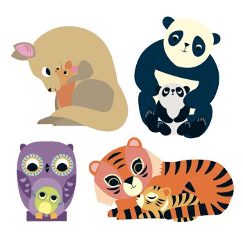 DJECO Sticker Tiere Mütter und Babys 120 Stück