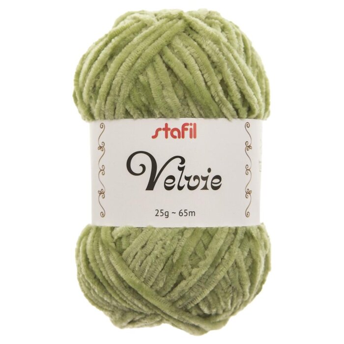 stafil zamatová priadza Velvie 25 g 65 m zelená