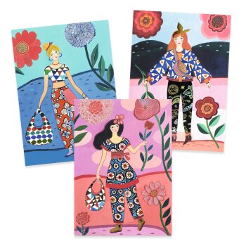 DJECO Collage WAX Trend – Collage-Set mit 8 Karten & 15 selbstklebenden Bögen