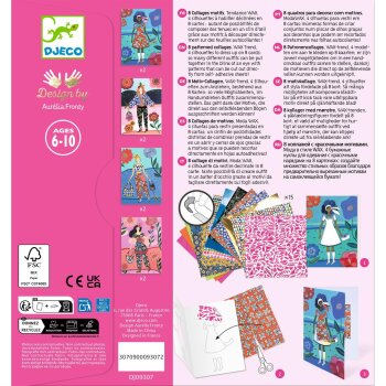 DJECO Collage WAX Trend – Collage-Set mit 8 Karten & 15 selbstklebenden Bögen