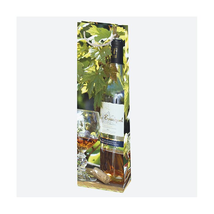 Darčeková taška na fľašu 120 x 400 x 90 mm VINO VINO Rosé víno s pohárom