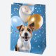 Geschenkstasche 230 x 320 x 110 mm FUNNY ANIMALS – Hund mit Luftballons und Konfetti