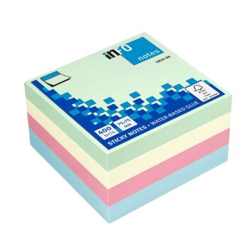 inFO notes samolepiace bločky 75 x 75 mm 400 listov pastel