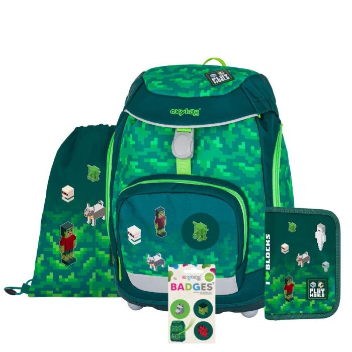 oxybag Školský ruksakový set 4-dielny OXY SHERPY Playworld Blocks