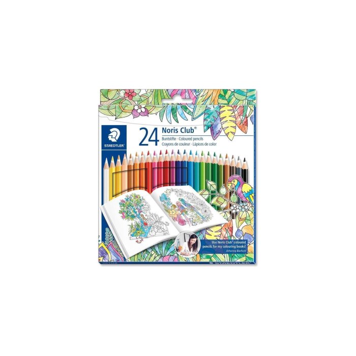 STAEDTLER Noris 144 Club, Edition Johanna Basford - šesťhranné akvarelové farbičky - v kartonovej krabičke - 24 rôznych farieb