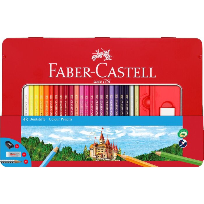 FABER-CASTELL šesťhranné farbičky CASTLE - 48 ks v kovovom puzdre