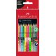 FABER-CASTELL Dreikant-Buntstifte Colour GRIP Pastell, Neon, Metallic 12er