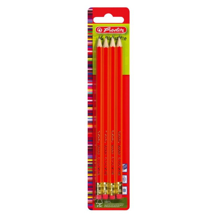 herlitz ceruzky Scolair HB s gumou - 4 ks na blistrovej karte
