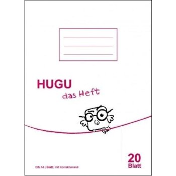 HUGU Schulheft A4 glatt mit Korrekturrand 20 Blatt