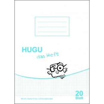 HUGU Schulheft A4 kariert 5mm mit Korrekturrand 20 Blatt