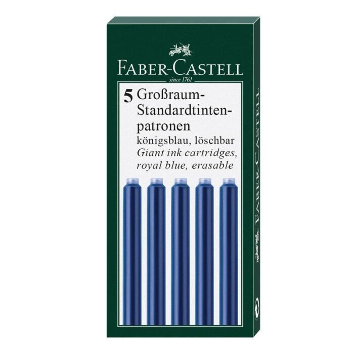 FABER-CASTELL veľkokapacitné atramentové bombičky - kráľovsky modré - 5 ks